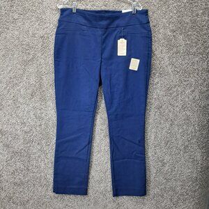 St. John's Bay Women's Pant's Straight Leg Comfort Stretch Mid Rise Fit Blue 14